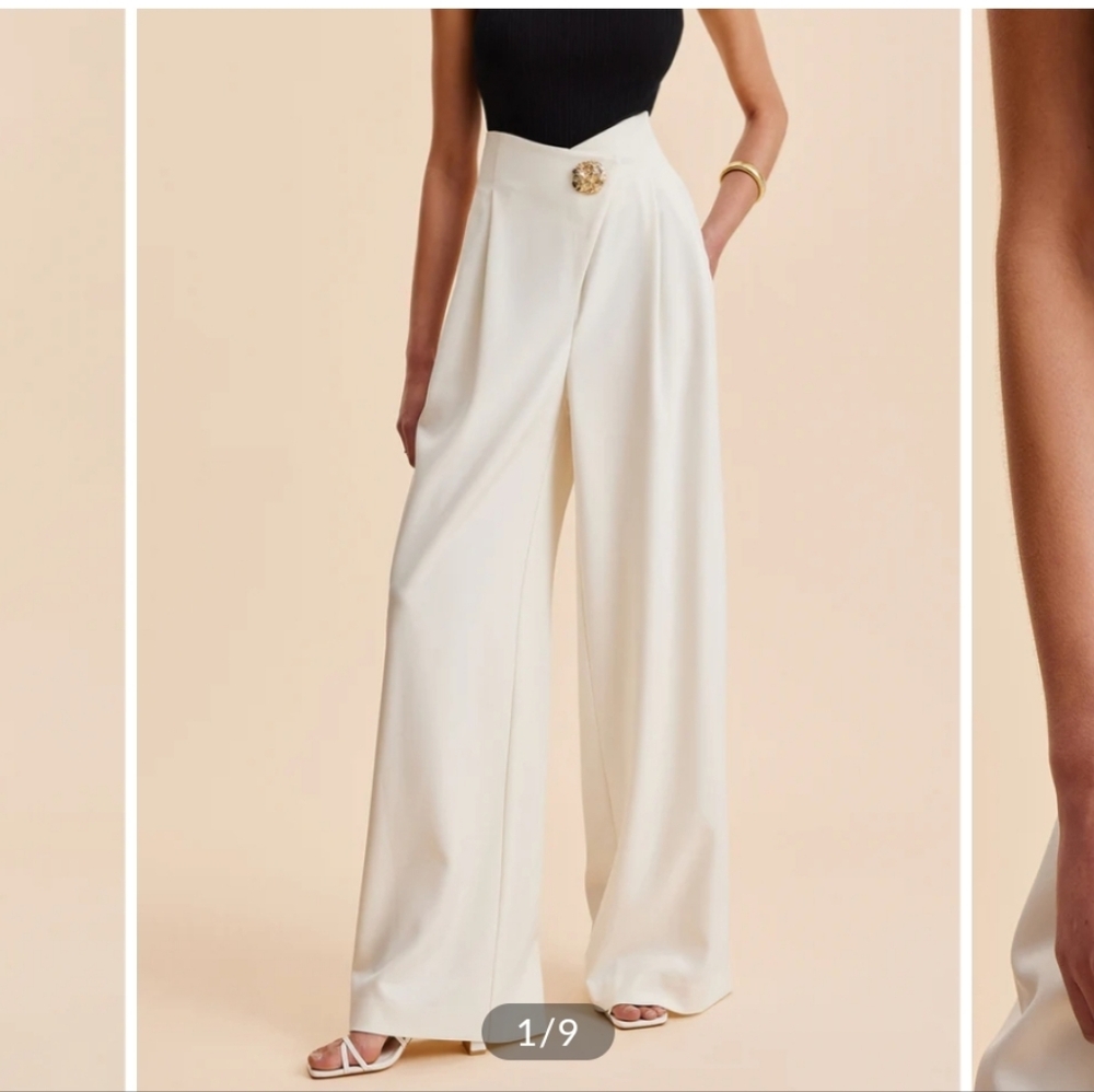 Commense Cream Wide-Leg Trousers